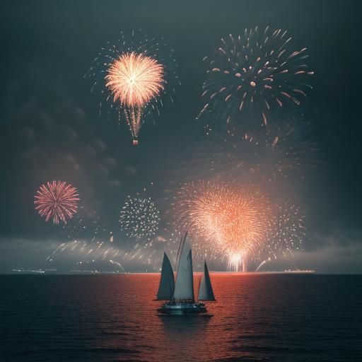 Ocean Balloons with Fireworks and Whales