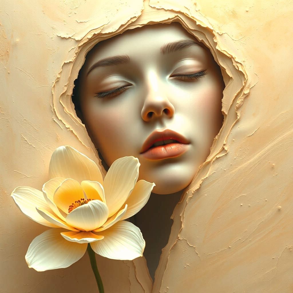Surreal Monochromatic Portrait in Creamy Orange Hues