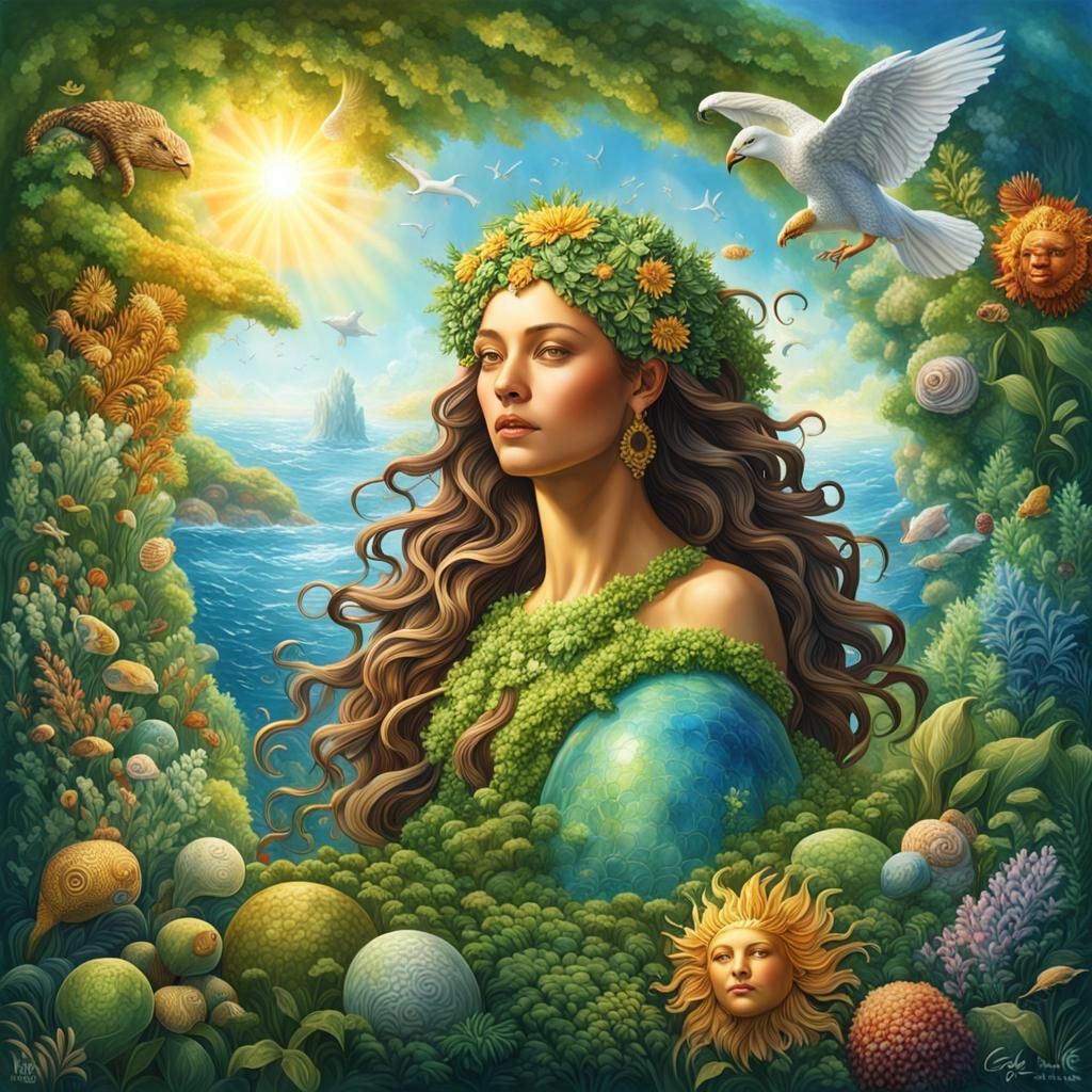 Majestic Gaia, Goddess of Creation in Vivid Colors