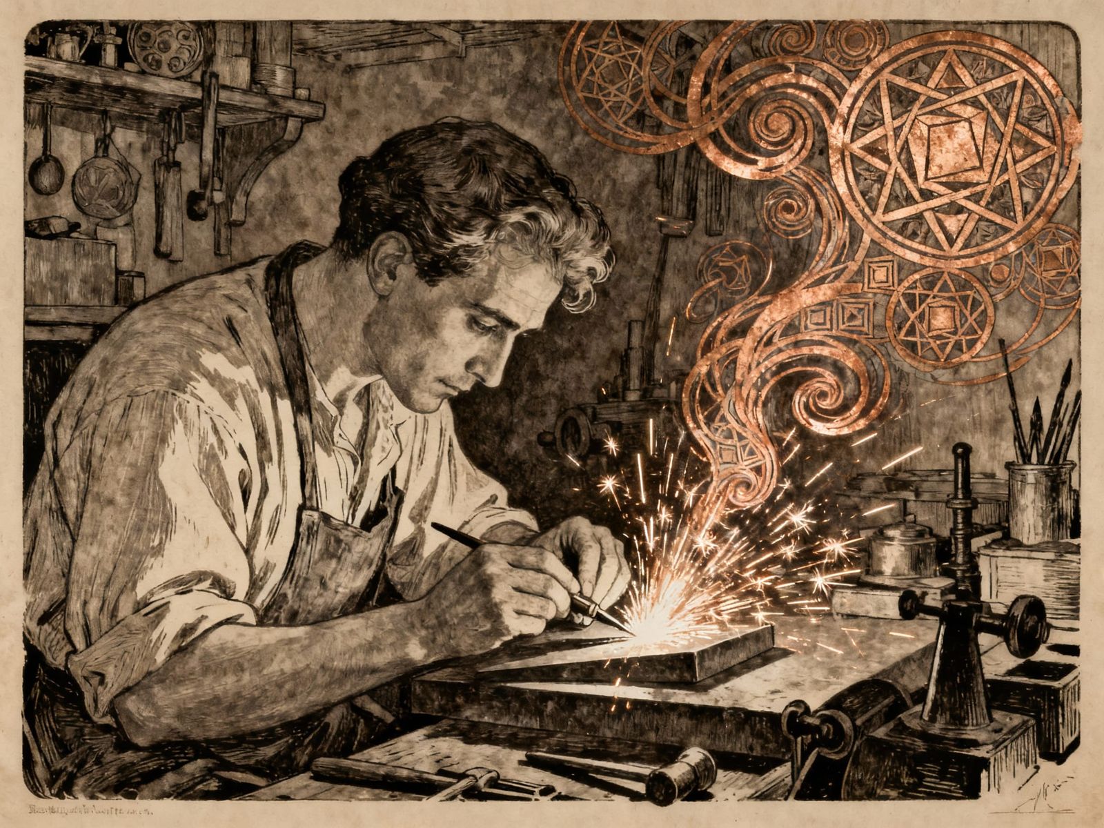 Master Craftsman in 1900s Engraving Workshop