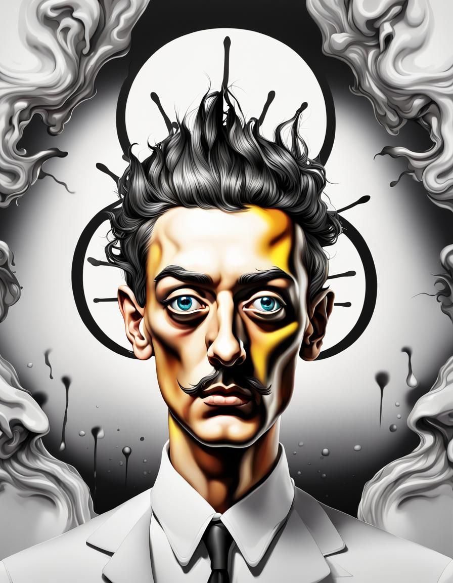 Neon Punk Drummer Boy Logo in Surrealist Style