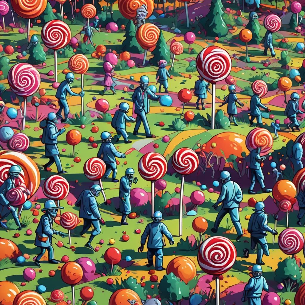 Zombies in Candy Land: A Playful Digital Illustration