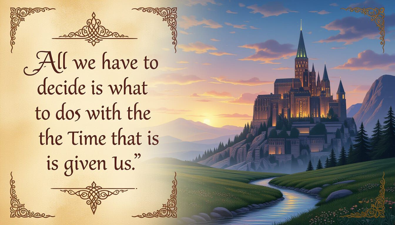 Elven Script Quote on Illuminated Manuscript Background