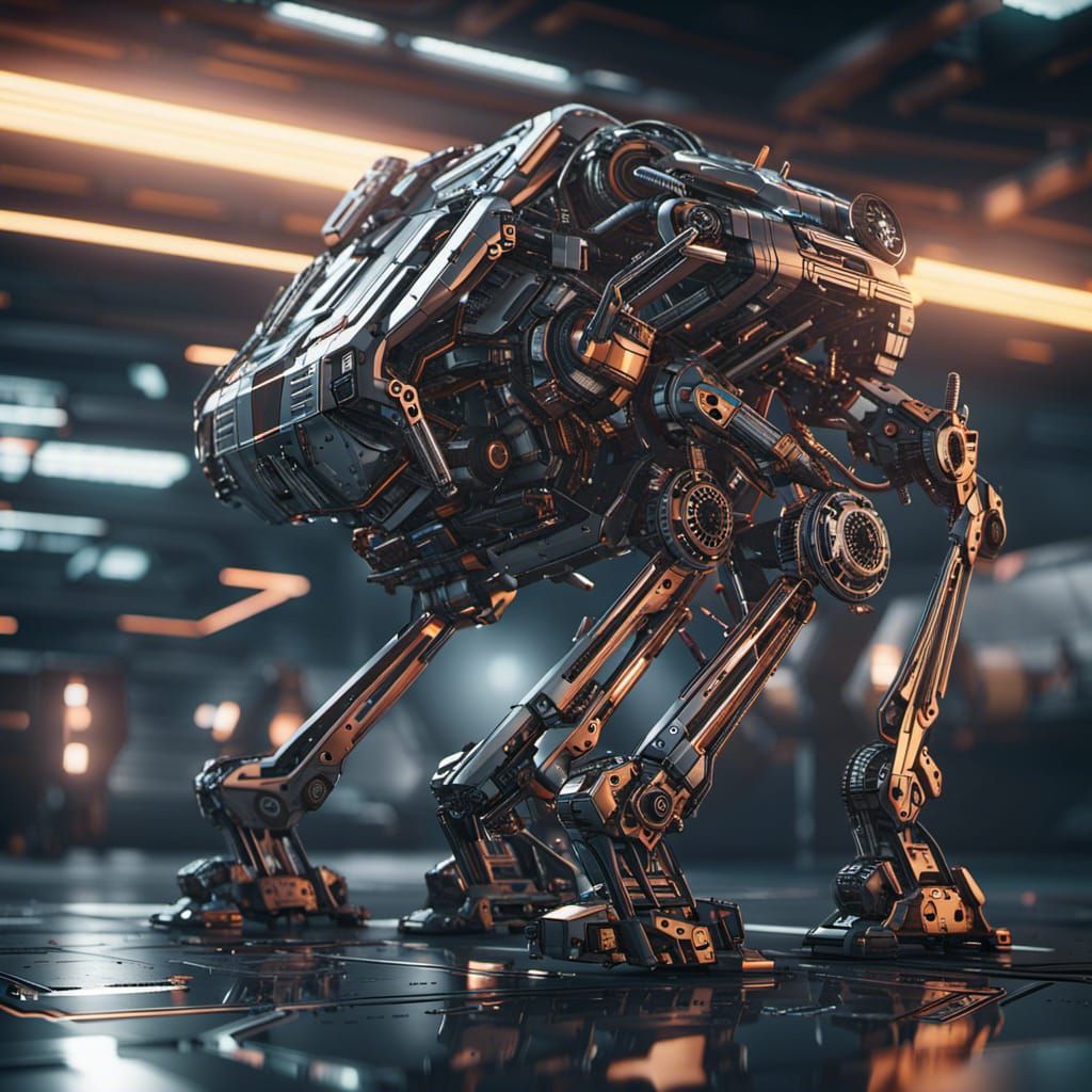 Futuristic Mech at Terminal Velocity in Sci-Fi Style