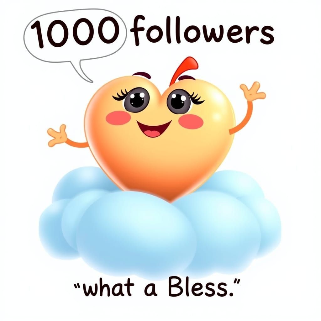 Cheerful Heart Character Bouncing on Cloud