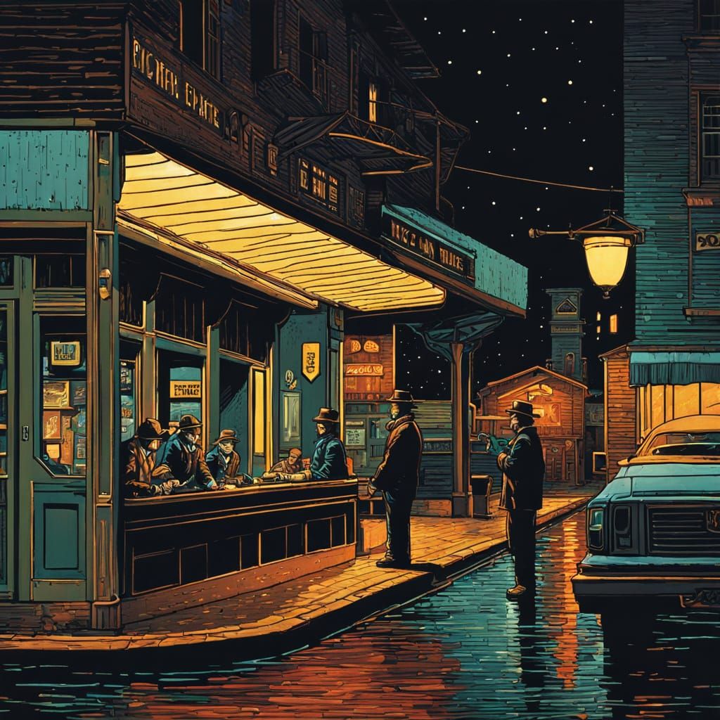 Midnight Diners in Neon Glow