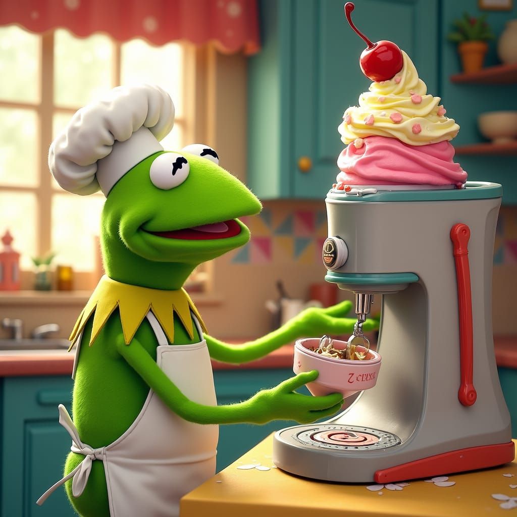 Kermit the Frog Runs an Ice Cream Maker