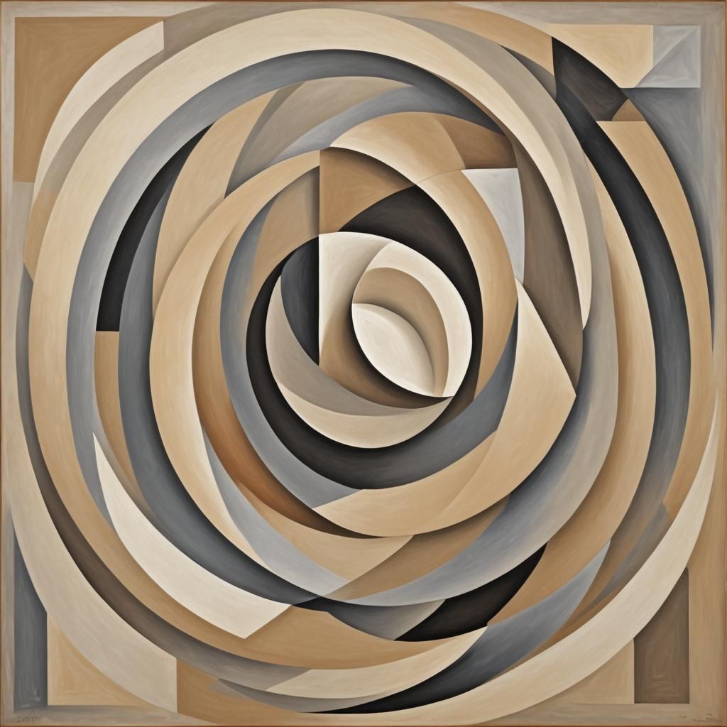 Minimalist Ovals in Beige and Gray: Abstract Cubism