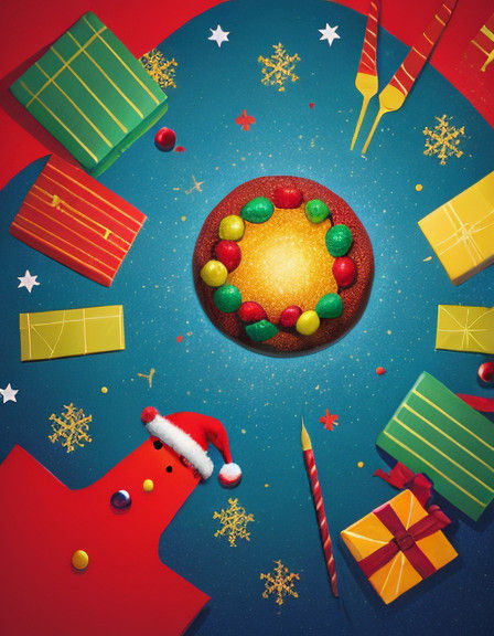 Surreal Christmas Celebration in Zero-Gravity