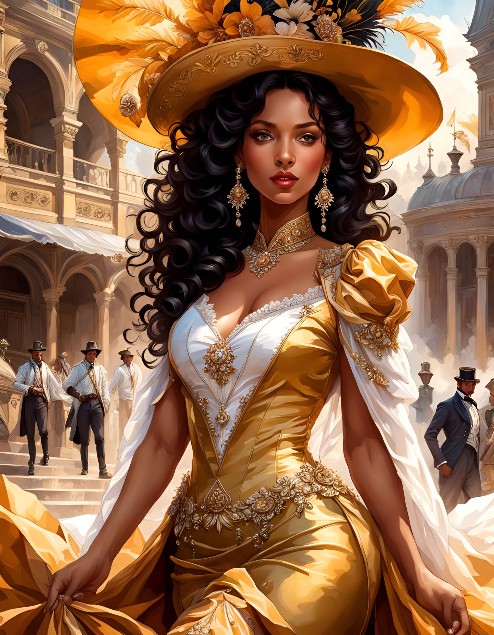 Victorian Trinidadian Woman, Splash Art Portrait