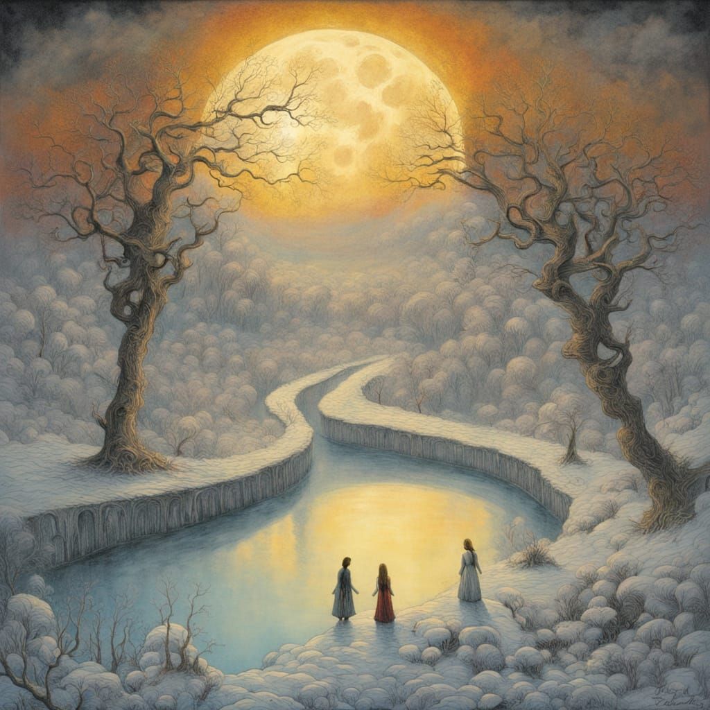 Whimsical Winter Wonderland in Tim Burton's Gothic Style