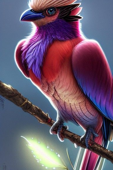 Sinister Roller Bird with Glowing Eyes