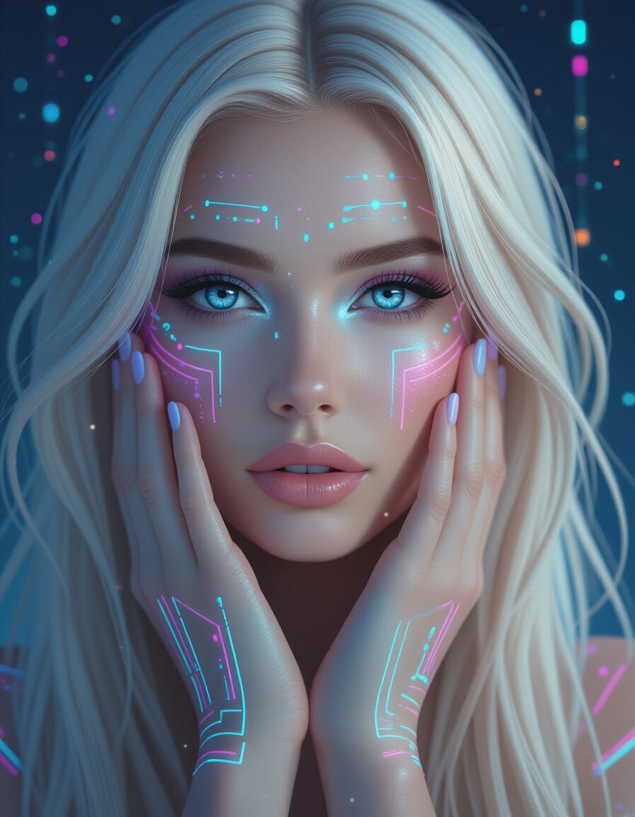 Glowing Cyberpunk Portrait of a Woman