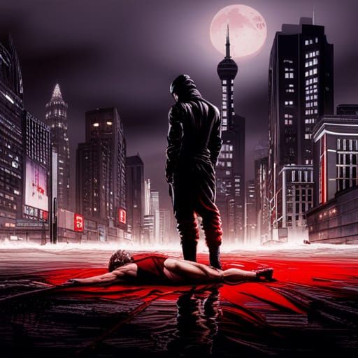 Ninja Scene in Sin City Style