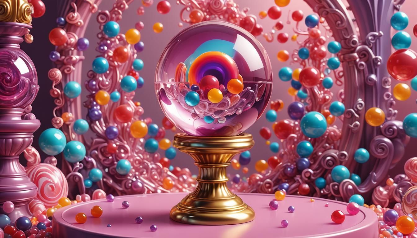 Jelly Crystal Ball Sculpture in Candy Art Style