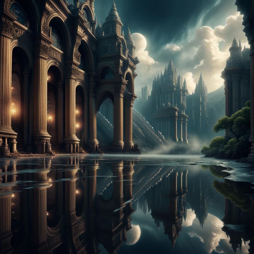 Dramatic Reflection in Time Digital Matte Painting