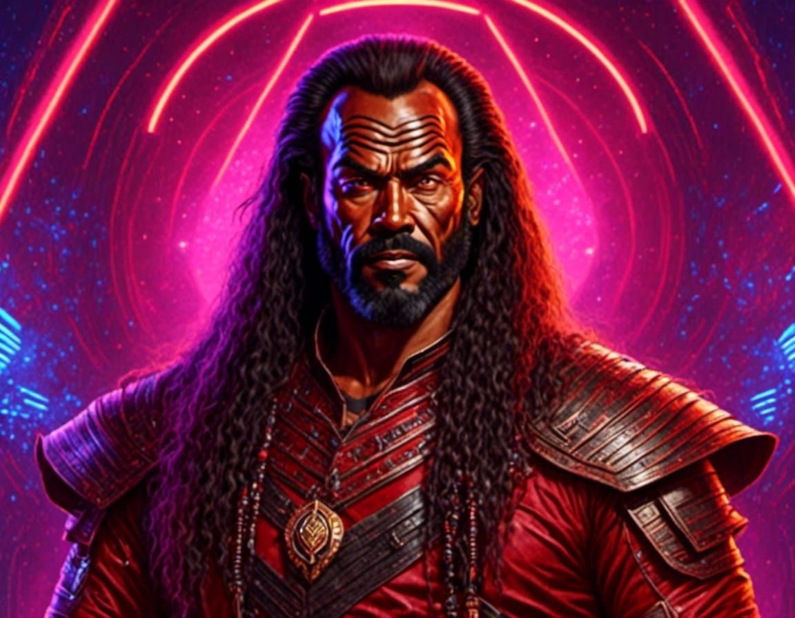 Synthwave Klingon Warrior in Neon Lights