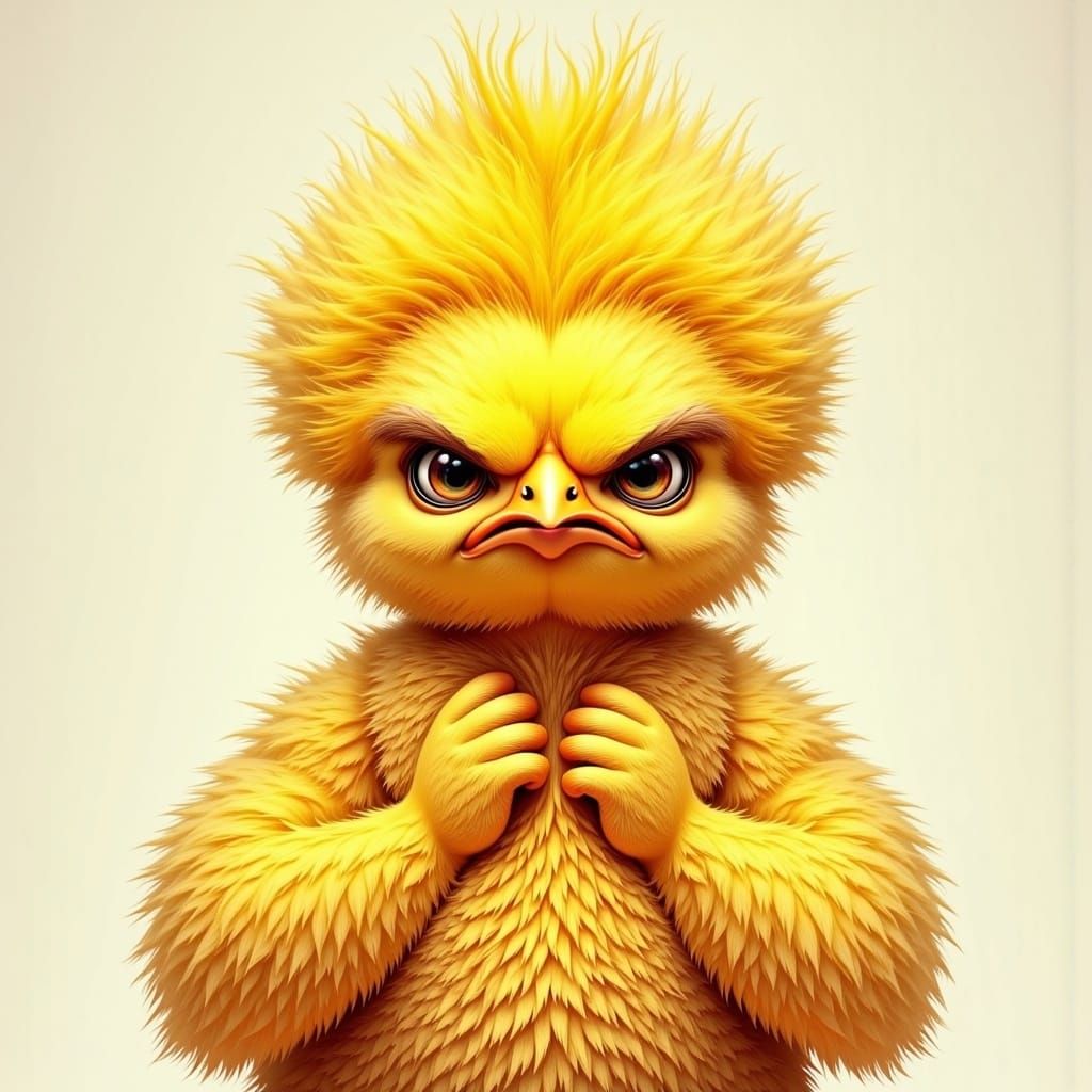 Grumpy Chick Caricature in Comedic Style