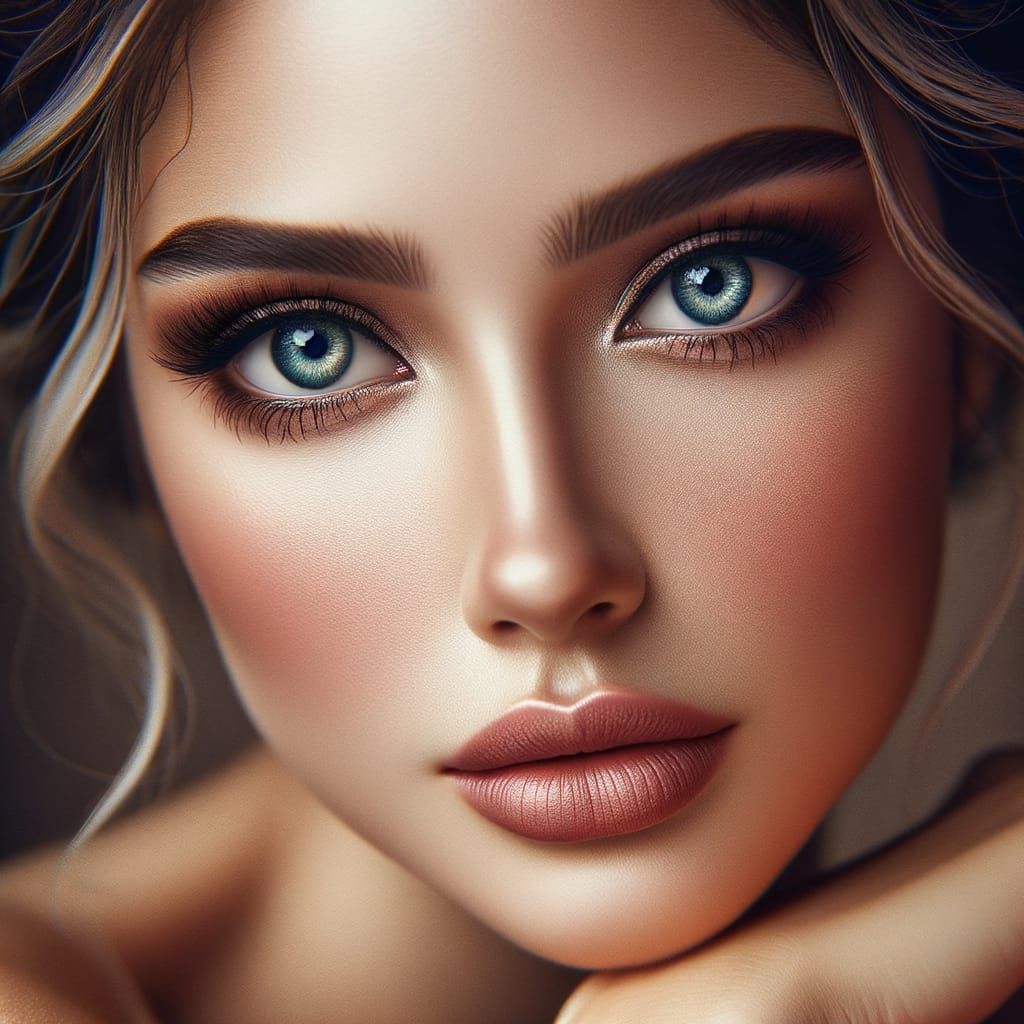 Enchanting Muse with Exquisite Eyes in Gentle Elegance