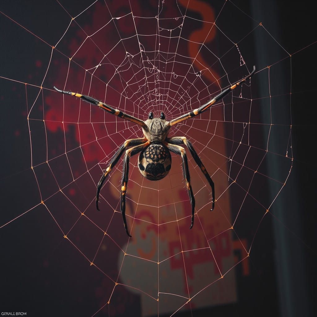 Female Trapped in a Dystopian Web, Captured in Hyperrealisti...