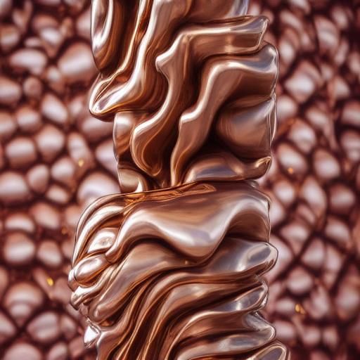 Distorted Gold and Porcelain Wave Sculpture in Park