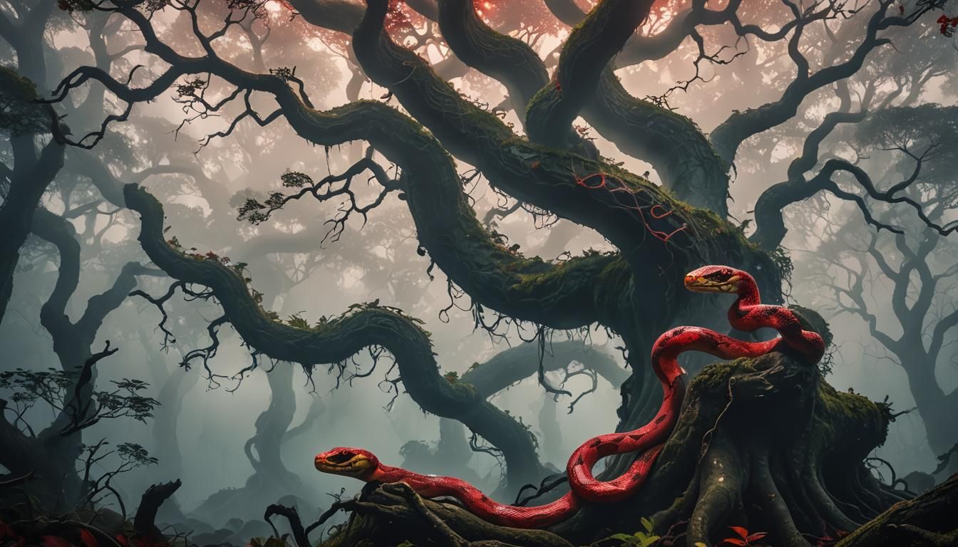 Red Snake Guardian of Ghost Gowa in Digital Art