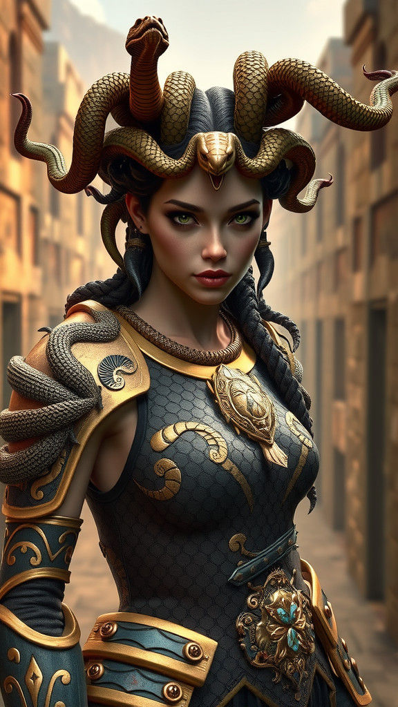 Majestic Gorgon with Snake Crown in Labyrinth