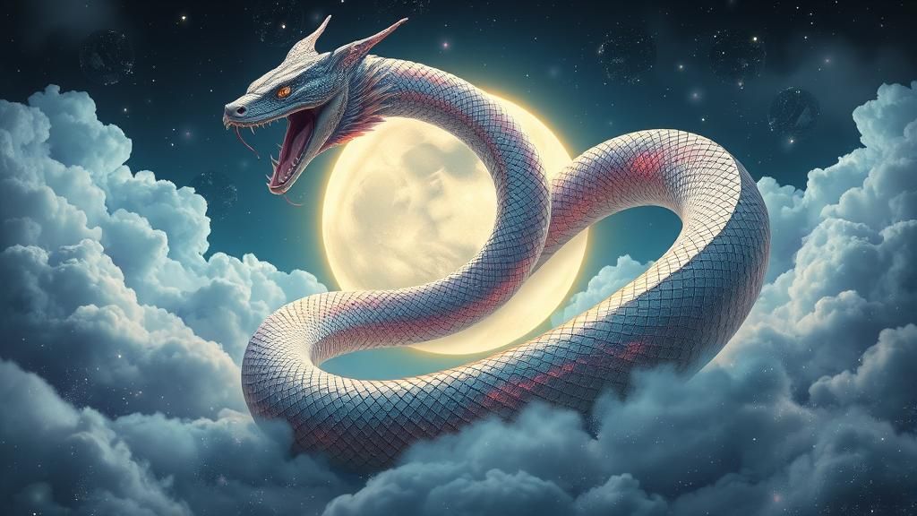 Iridescent Serpent in Sci-Fi Dreamscape