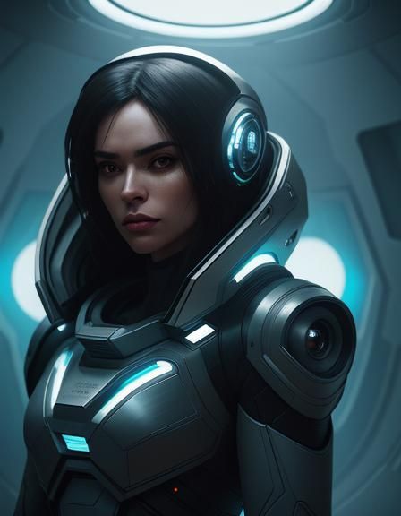 Futuristic Astronaut Portrait in Cyberpunk Style