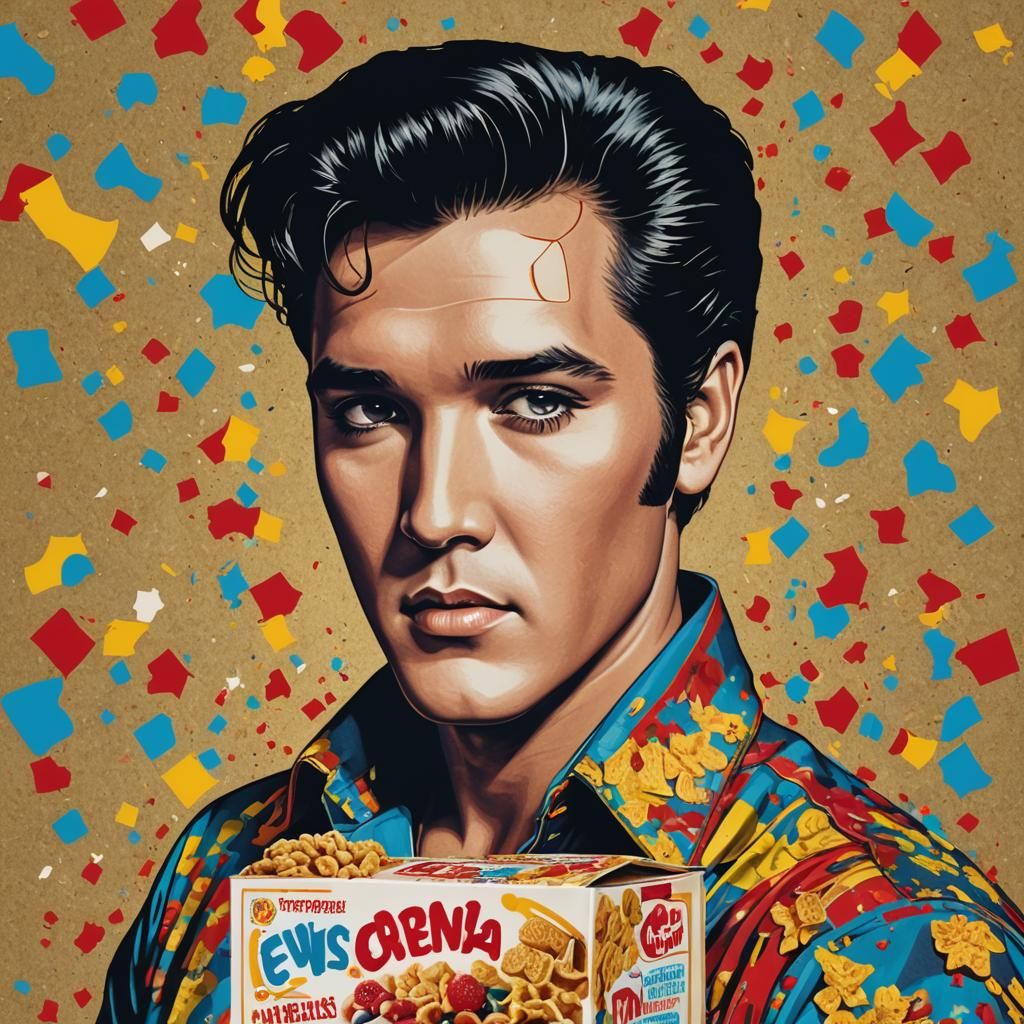 Elvis Presley Cereal Box Cover in Pop Art Style