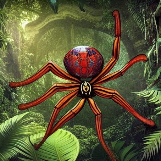 Eldritch Spider in Mayan Jungle with Rococo Architecture