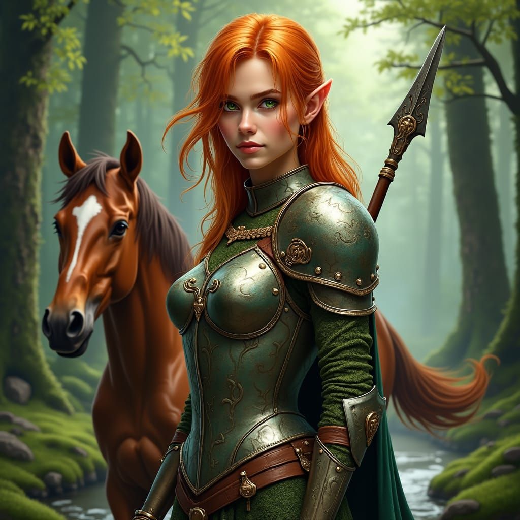 Elven Knight Robyn in Forest Setting