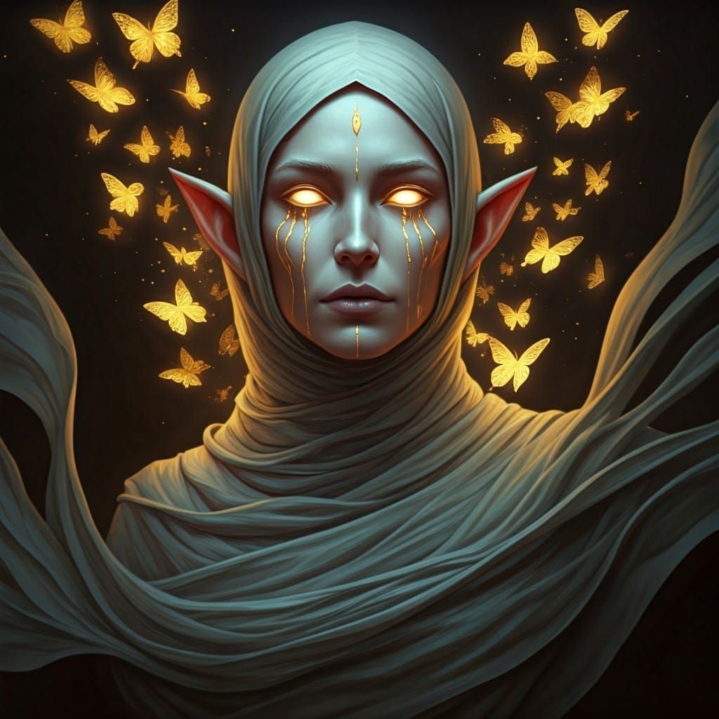 Ethereal Elvish Spectre in Whelan-Inspired Art