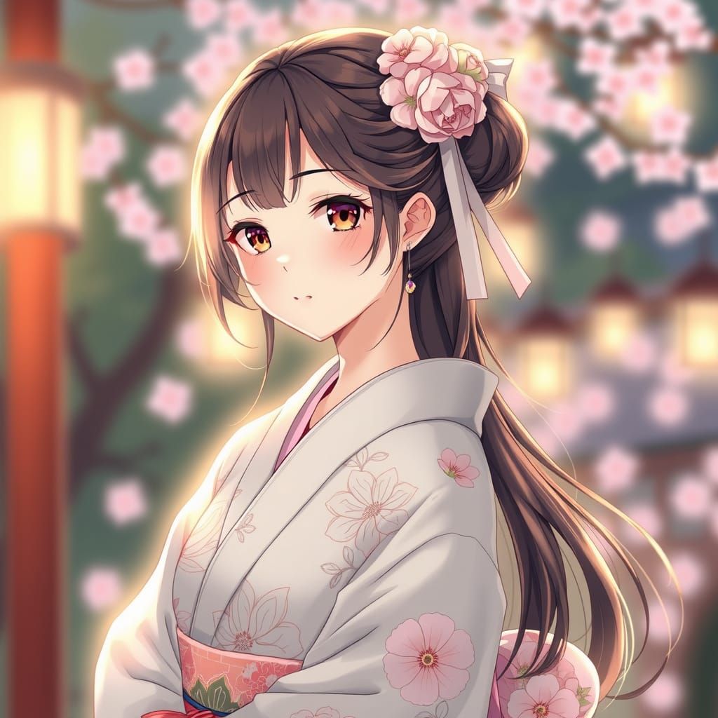Elegant Japanese Maiden in Traditional Yukata