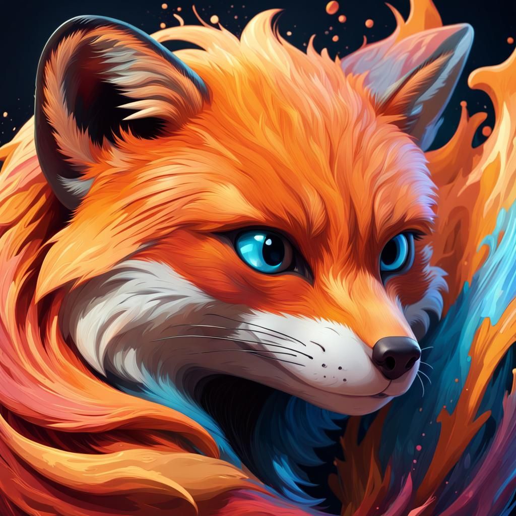 Hyperrealistic Mozilla Firefox Logo in Splash Art Style