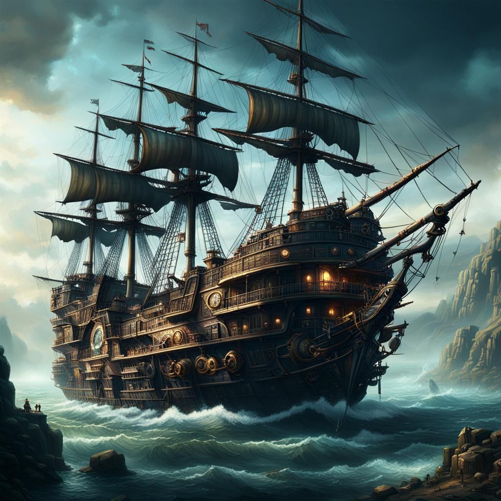 Intricate Steampunk Buccaneer Digital Matte Painting