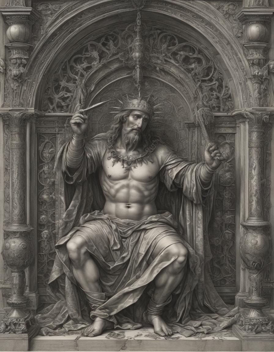 Art by Albrecht Dürer, Gustave Doré, detailed metal etching, fine engravings, elaborate patterns, classical themes, skil...