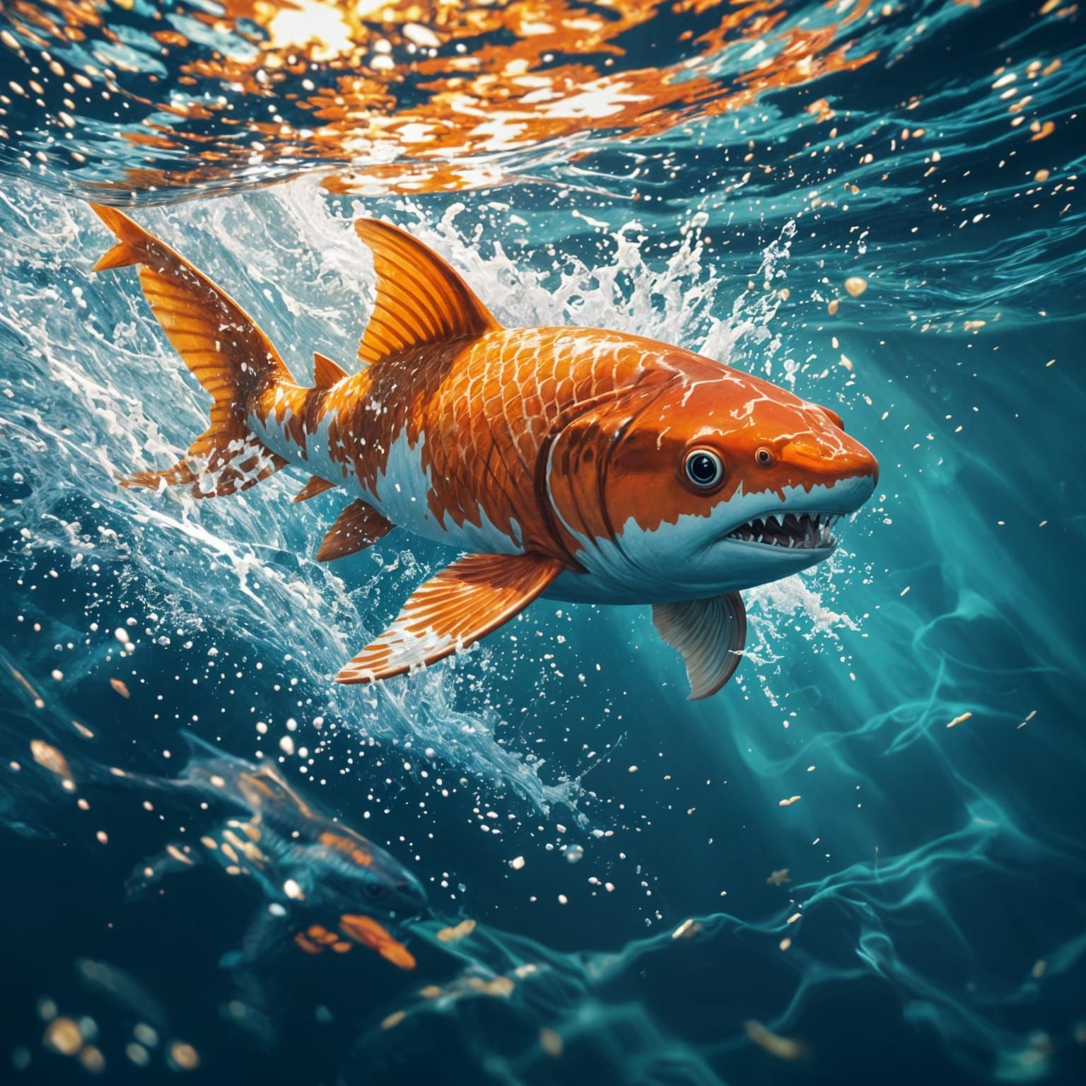 Koi-Shark Hybrid Creature in Detailed Fantasy Art