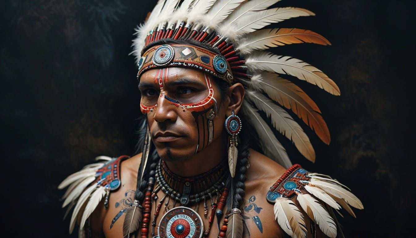 Native American Medicine Man in Traditional Regalia
