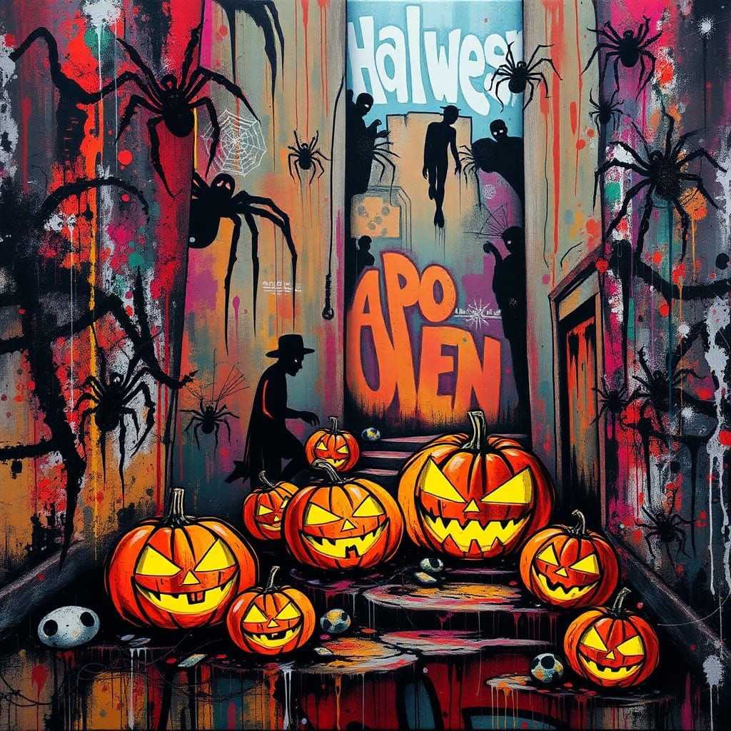 Halloween Graffiti Art with Jack-o-Lanterns