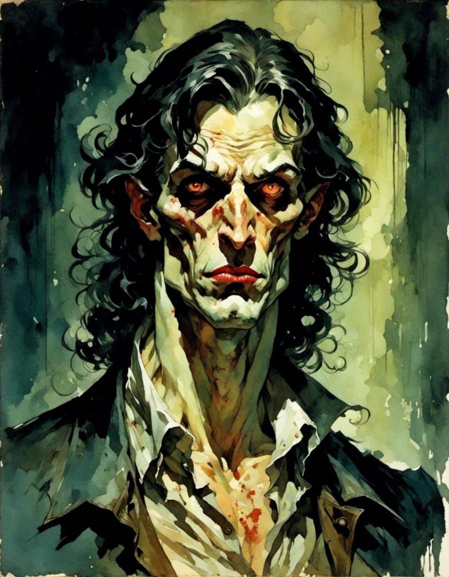 Pallid Vampire Portrait in Painterly Old Style