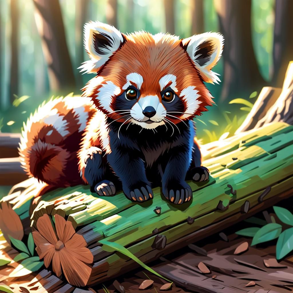 Adorable Baby Red Panda Portrait in Hyperreal Detail