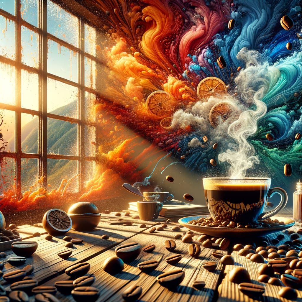 Smokey Coffee Beans in Morning Light, Hygge Atmosphere