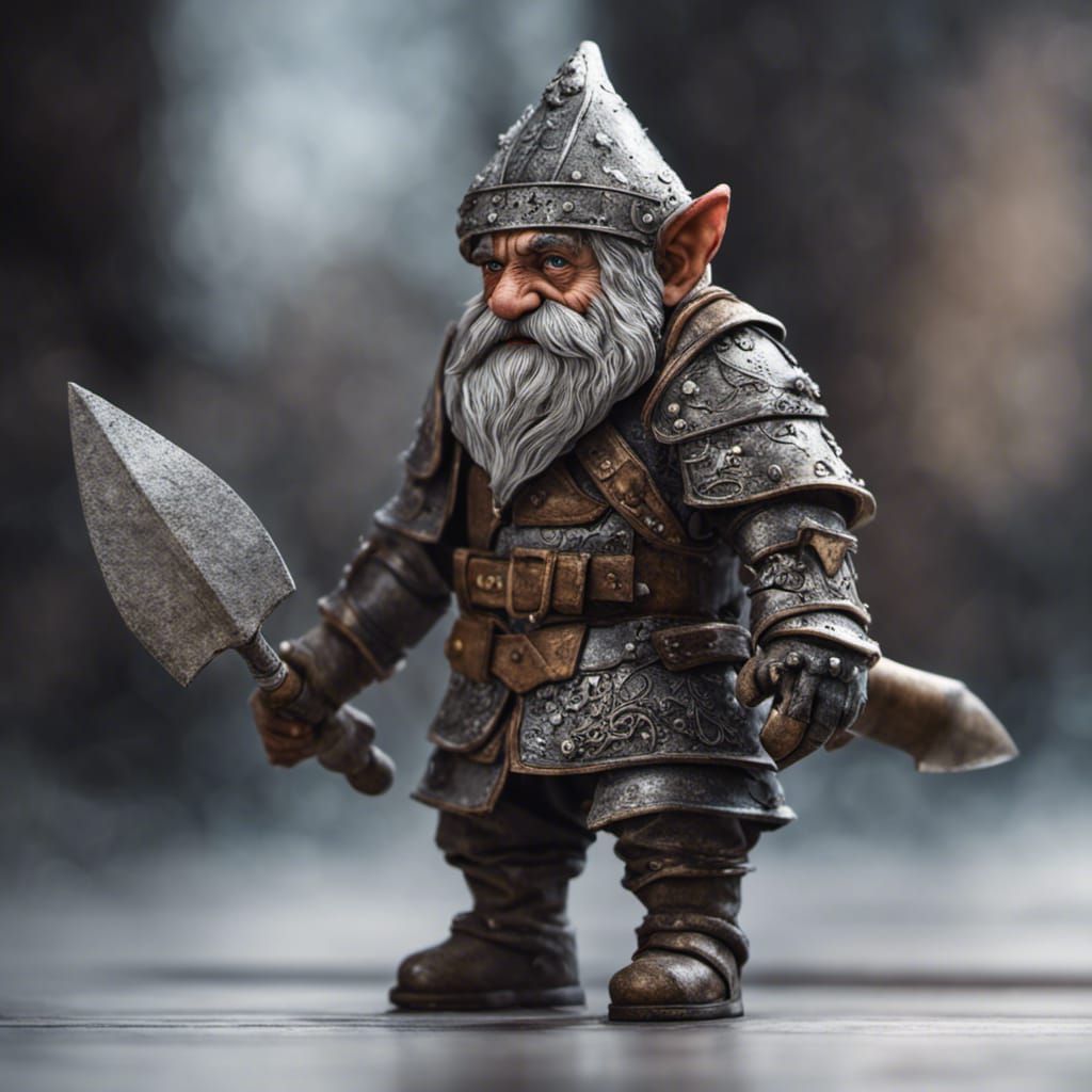 Hyperrealistic Gnome Knight in Cinematic Composition