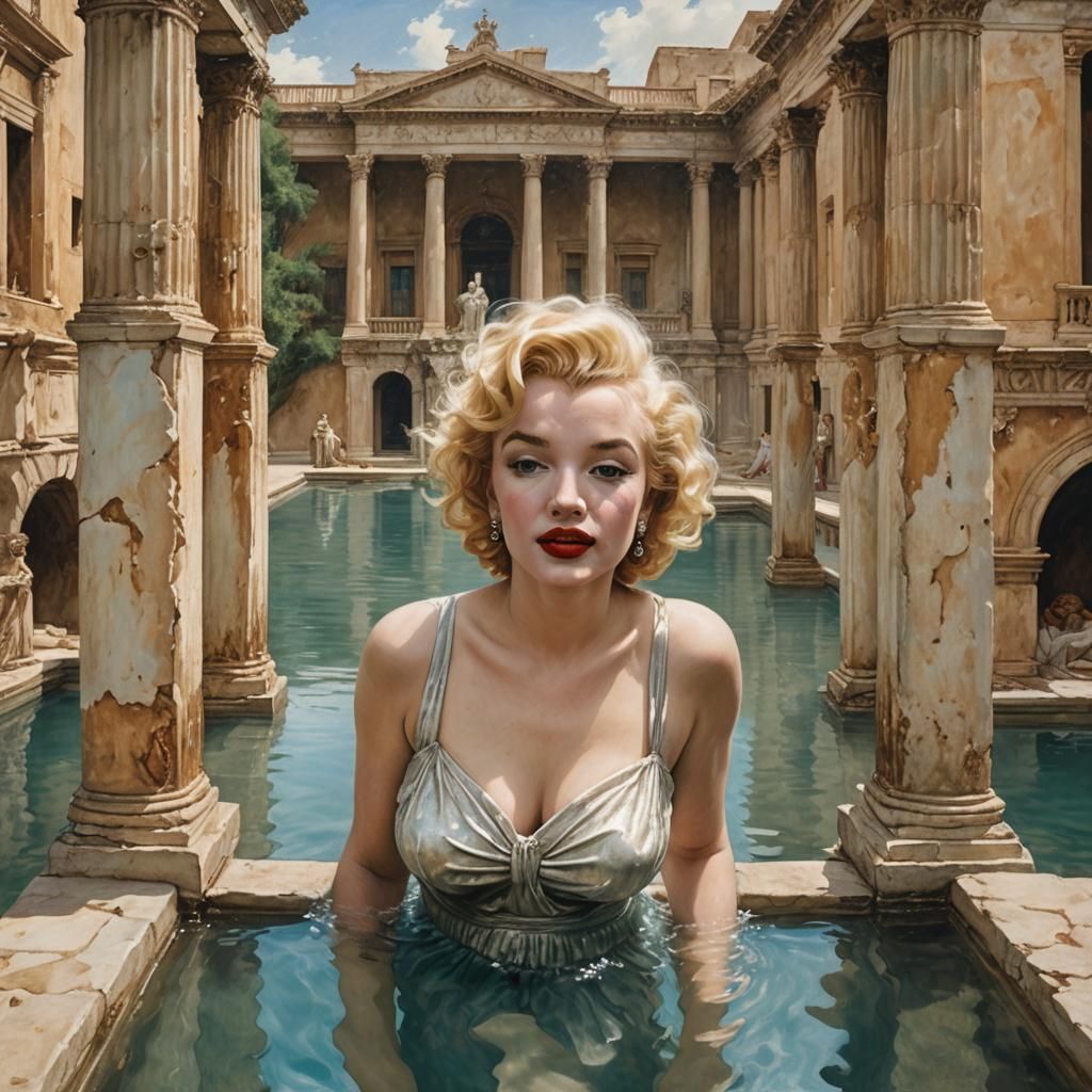 Marilyn Monroe in Style of Alma-Tadema Painting