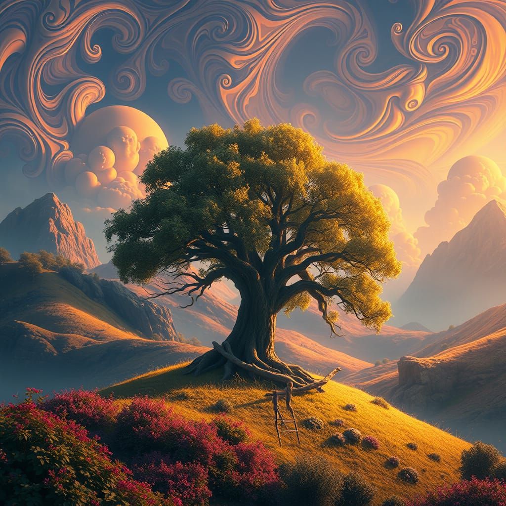 Serene Fantasy Landscape in Vibrant Matte Painting Style