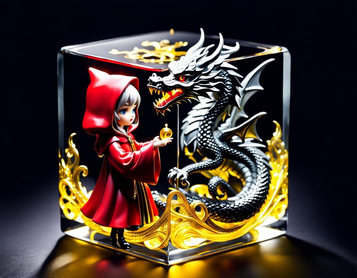 Glass Little Red Riding Hood Meets Dragon