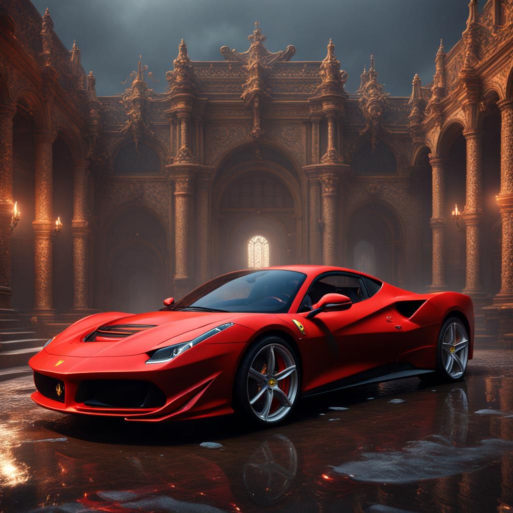 Detailed Matte Painting of a Ferrari in 8K