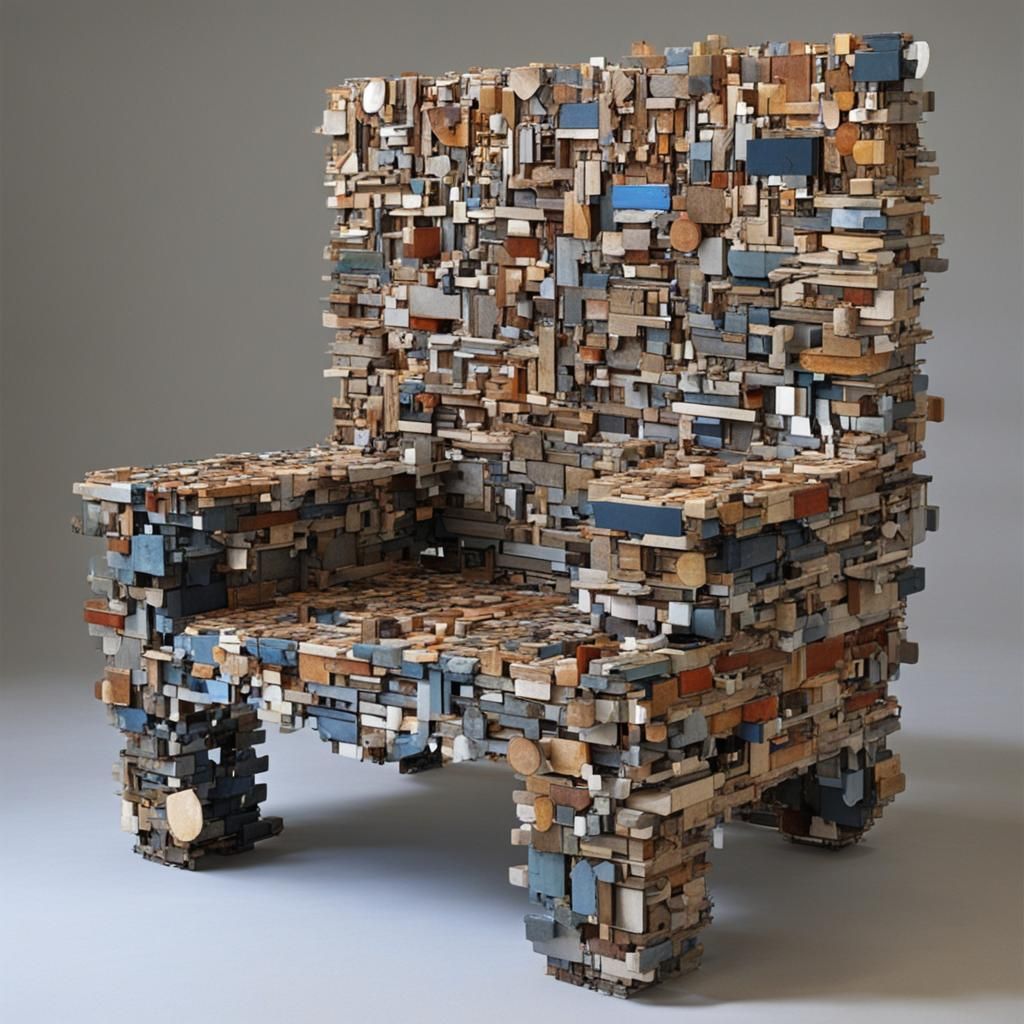 Unique Assemblage Art Chair from Recycled Materials