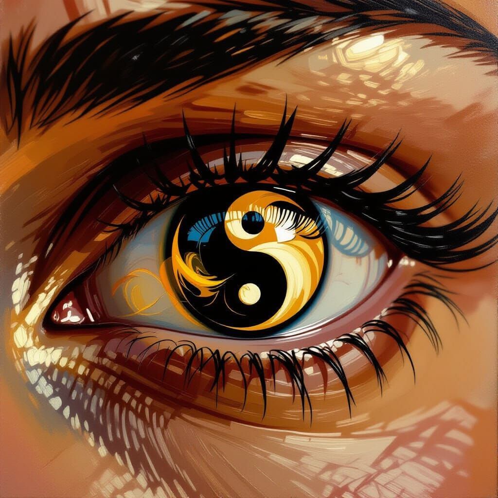 Taiji Diagram Eye in Thick Oil Painting Style